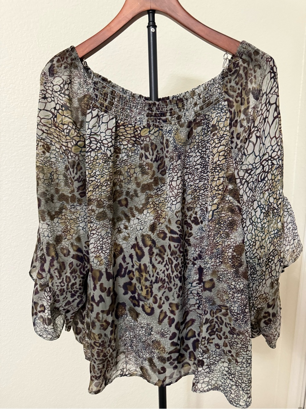 Cato Multicolor Animal Print Off-Shoulder Tunic